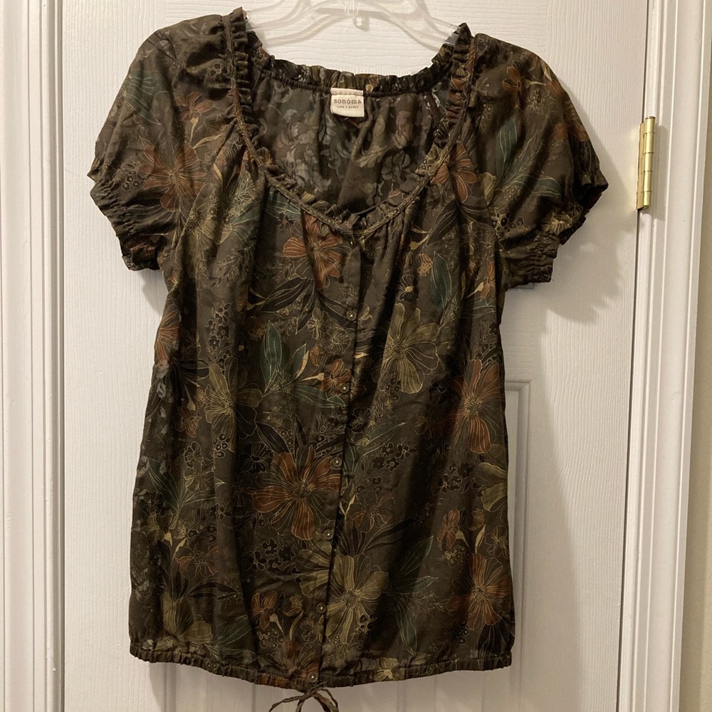 Sonoma size small brown print 2 piece top